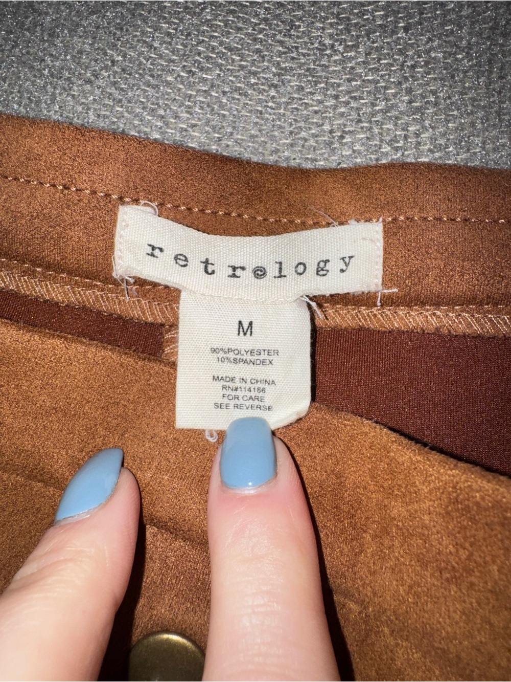 Retrology size medium Tan Faux Suede faux Button-Front Pencil Skirt - Picture 4 of 7